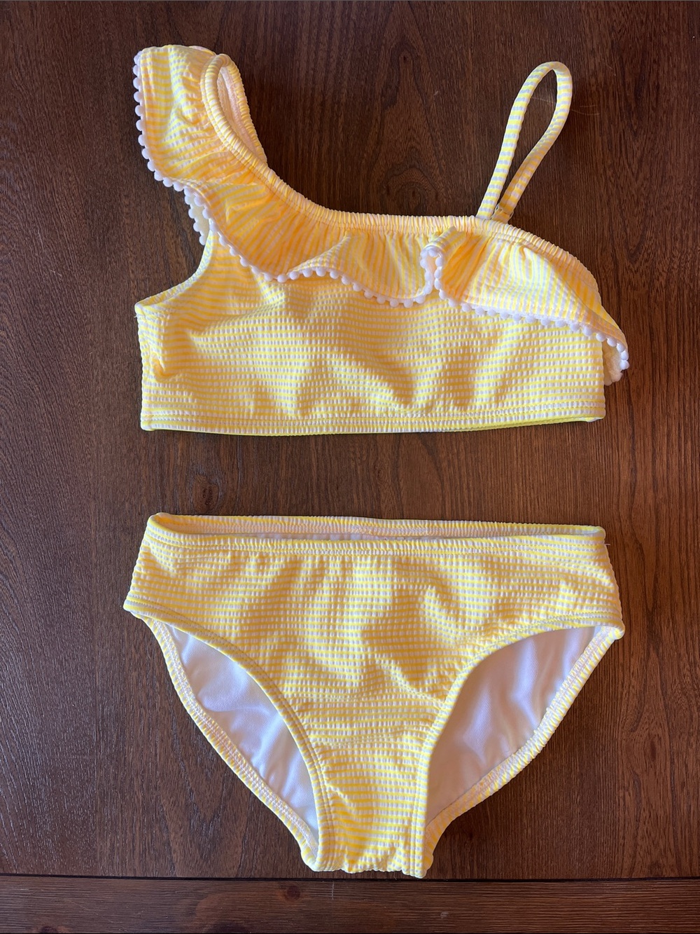Cat & Jack Yellow Striped Ruffle One-Shoulder Bikini